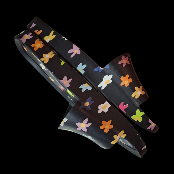 Melissa x Larroude Black Multicolored Floral Motif Rubber Slip-On Slides Size 7 - Picture 7 of 16